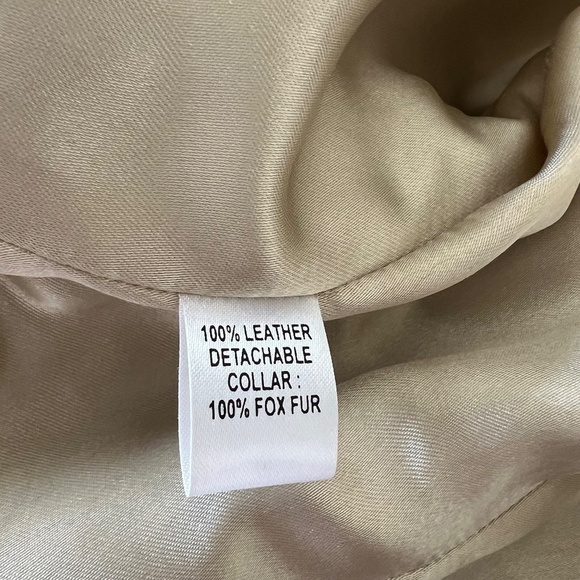 Cache Tan Leather Fitted Jacket W/Removable Fur Collar Size 10 NWT Rare Find!! - Picture 8 of 10